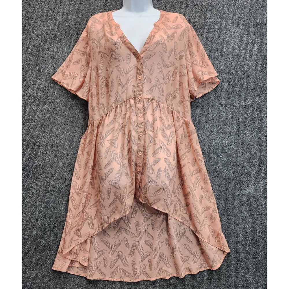 Torrid Plus Size Feather Print High Low Babydoll Blouse Flowy Boho Top Size 3